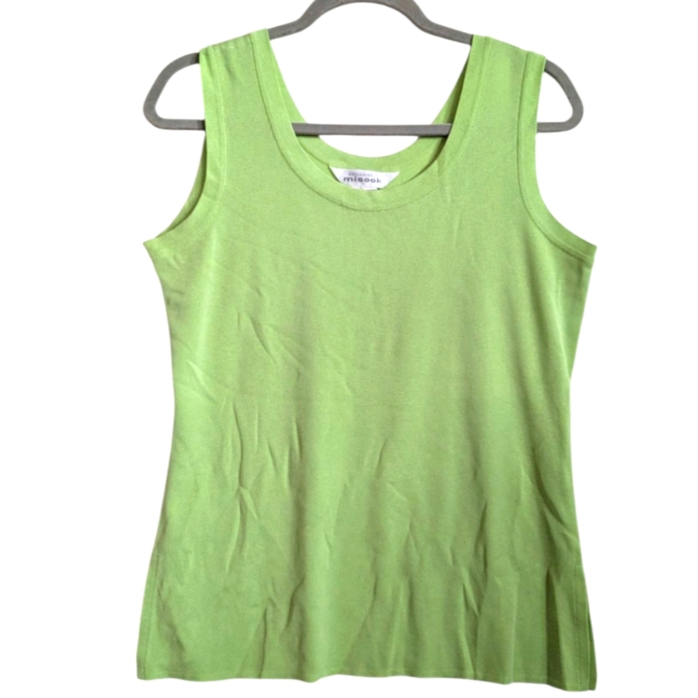 Exclusively Misook Classic Silky Lightweight Knit Tank Top Green Size  Large